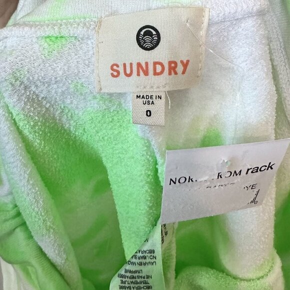 NWT Sundry Drawstring Waist Terry Sweat Shorts White Green Tie Dye - 0(XS) - Picture 4 of 9